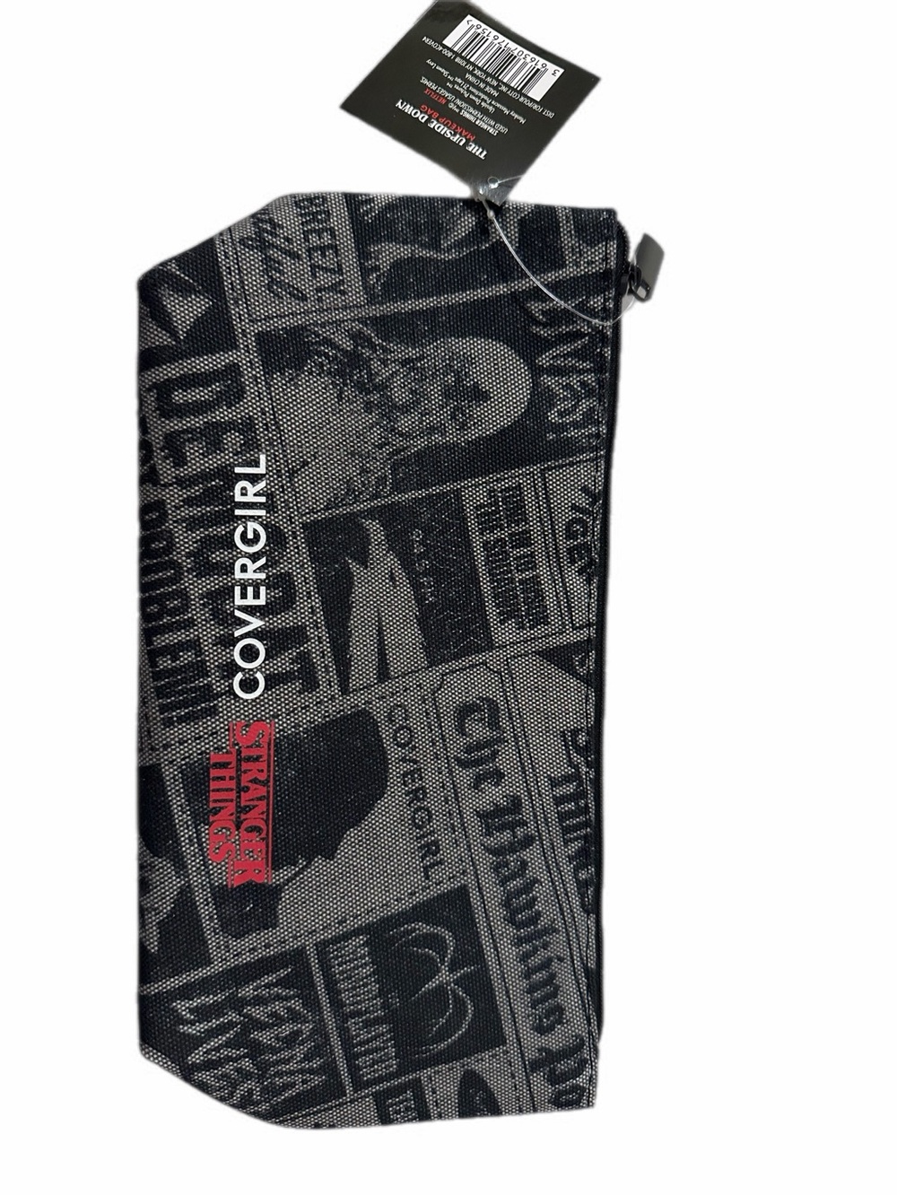 COVERGIRL Black and Gray Graphic Zip Cosmetic Pouch